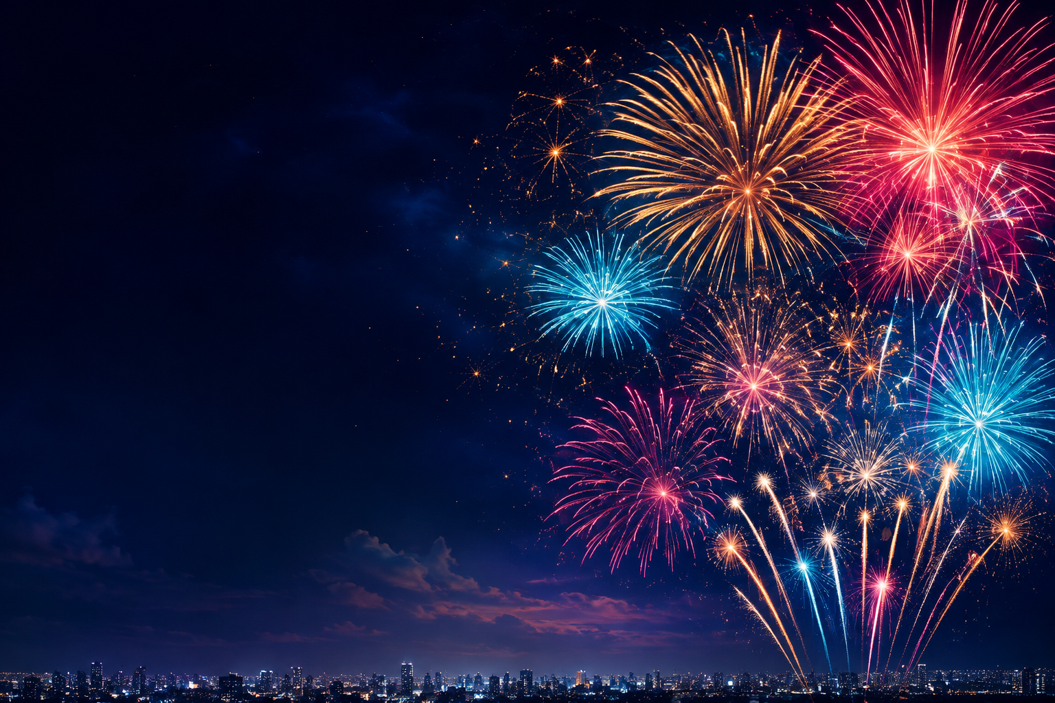 A vibrant Utsav Fireworks night scene